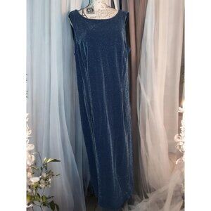 Vintage Jessica McClintock Gunne Sax 18W Blue Gray Sparkle Gown Dress Back Drape